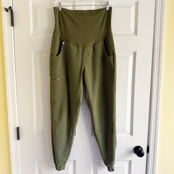 Figs Zamora Maternity Jogger Scrub Pants Army Green Size Small - Picture 1 of 6
